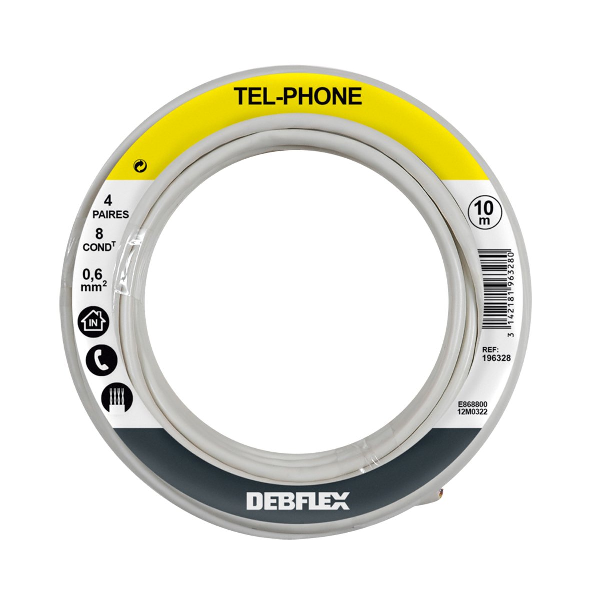 Debflex 196328 Telephone Cable 4P8CD 10 m Ivory