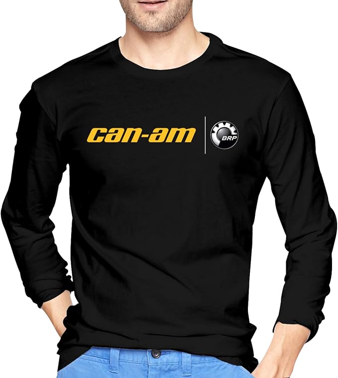 CanAm Fashion Men's Cotton Long Sleeve TShirts Black Medium Gifts
