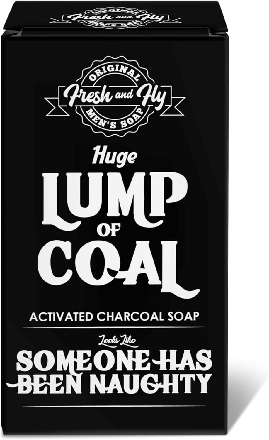 Fresh & Fly Lump of Coal 300g Activated Charcoal Soap – Christmas Funny Gift for Him, Husband or Friend – Deep Clean, Great Scent – Soap Bar for Face & Body,