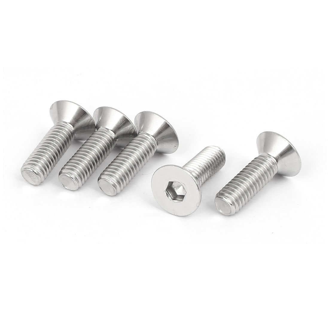 Sourcingmap M6x20mm 316 Stainless Steel Countersunk Flat Head Hex Socket Cap Screw Bolt 5pcs