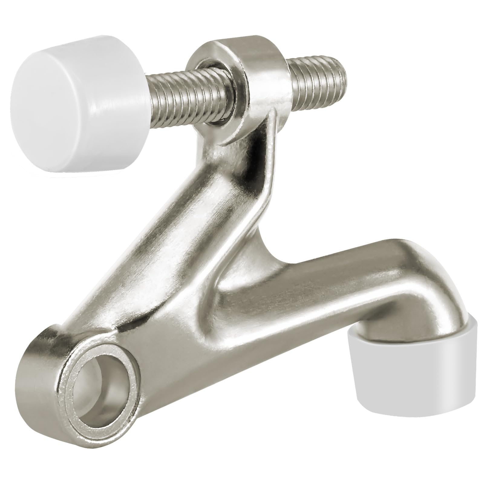 Photo 1 of HOMOTEK 8 Pack Hinge Pin Door Stoppers - Adjustable Heavy Duty Doorstops for Top of Door with White Rubber Bumper Tips, Satin Nickel