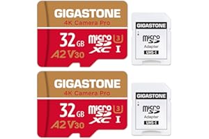 [5-Yrs Free Data Recovery] GIGASTONE 32GB Micro SD Card 2-Pack, 4K Camera Pro, Compatible with GoPro, Wyze, Security Camera, 