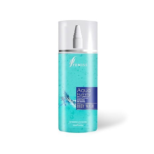 Femiss Antibacterial Body Wash Shower Gel in Refreshing Aqua splash for smooth skin helps in preventing Skin Pigmentation Natural Herbal Paraben and Sulfate Free Body Wash Unisex-250ml
