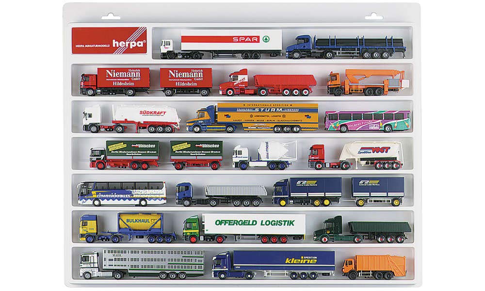 herpa 029216 - Trailer truck showcase, cabriolet showcase
