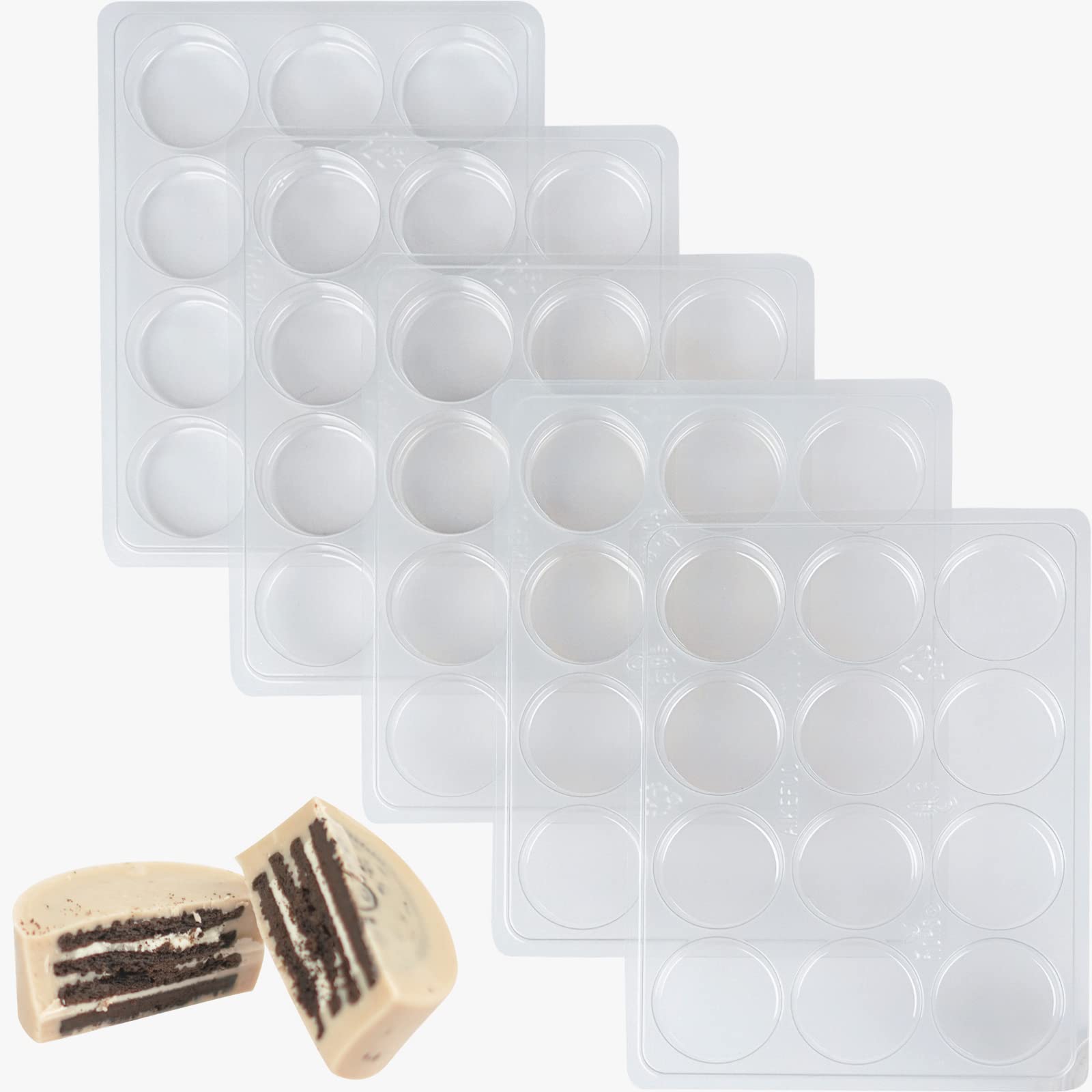 Photo 1 of AIKEFOO Chocolate Covered Oreo Molds Biscuit Chocolate Mold, PET Plastic Mold-Oreo Mold Cylindrical Cylinder Candy Pudding.