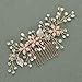 SWEETV Rose Gold Bridal Hair Comb Clip - Rhinestone Wedding Hair Accessories For Women, Girl, Bride