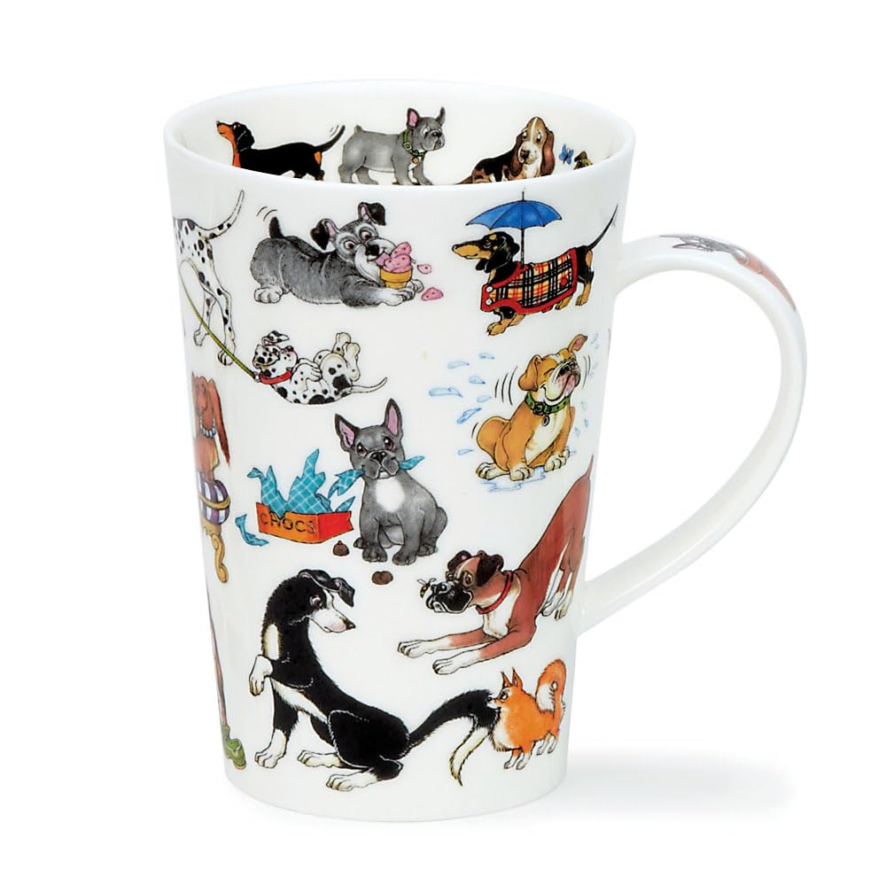 Dunoon 'Barking Mad' Bone China Mug, 0.44 Liters, Dogs Design