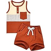 FOCUTEBB Boy Clothes Toddler Baby Boys Summer Outfits Sleeveless Patchwork T-Shirt Shorts Set 6 Months-4T