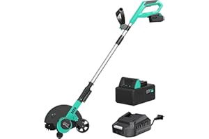 Garvee Cordless Lawn Edger, 20V 9" Blade 4000mAh Battery Charger, 3-Position Depth Adjustable Lightweight for Landscaping, Gr
