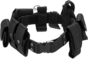 Aomiun 10 in 1 Duty Belt Police Utility Belt Black Tactical Belt Battle Belt Airsoft Utility Belt with Pouches, Law Enforcement Military Modular Equipment System Set for Guard Security Hunting