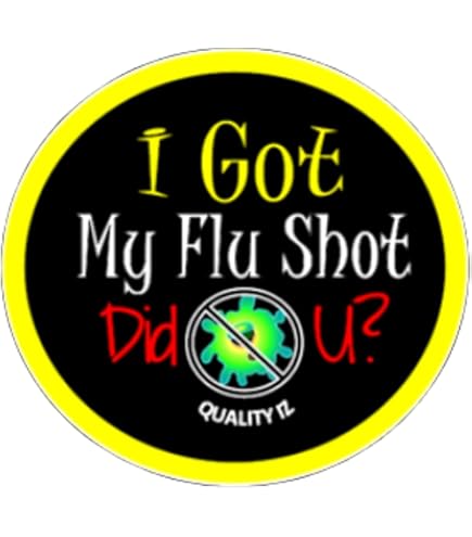 I Got My Flu Shot Did U Stickers - 2 Inch Round Red Vaccination Promotion Stickers 100 Per Roll