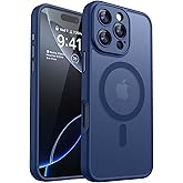 CANSHN Magnetic Compatible with iPhone 16 Pro Case, Upgraded [Full Camera Protection] [Compatible with Magsafe] [Translucent Matte] Shockproof Protective Phone Case Cover 6.3 Inch - Deep Blue