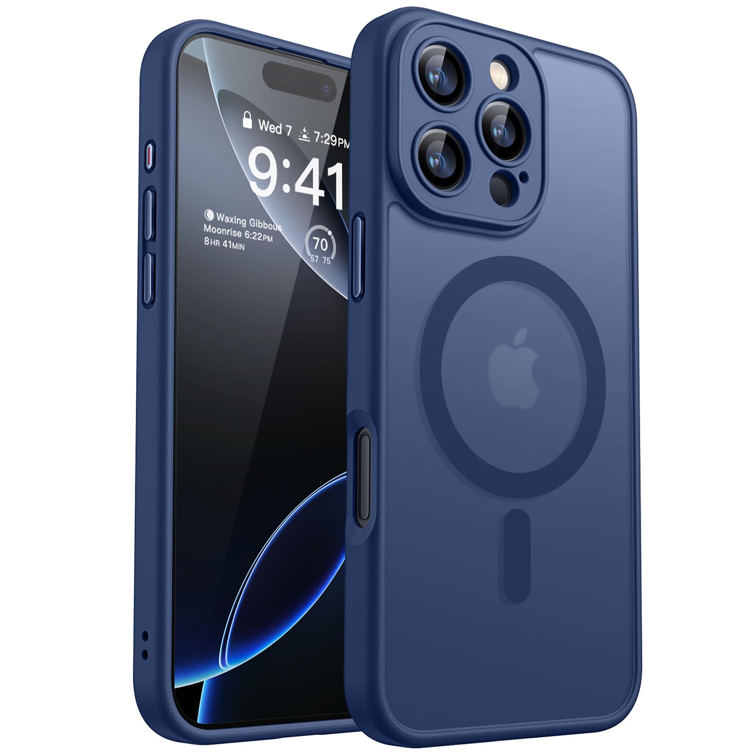 CANSHN Magnetic for iPhone 16 Pro Case, Upgraded [Full Camera Protection] [Compatible with Magsafe] [Translucent Matte] Shockproof Protective Phone Case for iPhone 16 Pro 6.3" - Deep Blue