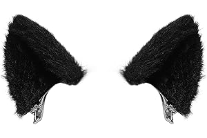 Luwint Cat Ears Hair Clips Furry Cat Barrettes Headwear Cute Black Catwomen Hairpin for Halloween Costume Dress Anime Cosplay