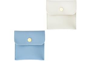 FuninCrea 2 Pcs PU Leather Jewelry Pouches with Snap Button, Jewelry Storage Bags Small Gift Soft Jewelry Storage Pouches Fas