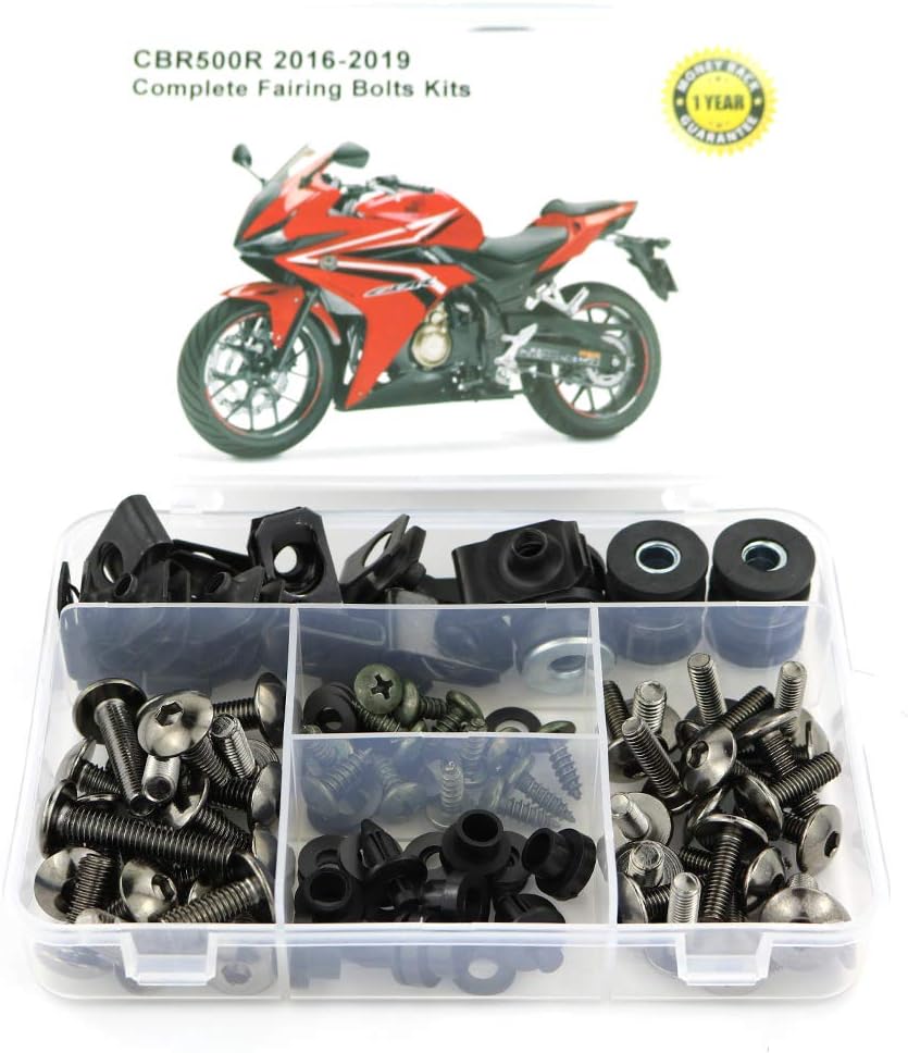 Xitomer Full Sets Fairing Bolts Kits, for HONDA CBR500R 2016 2017 2018 2019, Mounting Kits Washers/Nuts/Fastenings/Clips/Grommets (titanium)