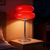 WELAISA Mushroom Lamp for Bedroom,Mid Century Modern Lamp for Nightstand, Dimmable Retro Egg Tart Bedside Small Lamps,Unique 