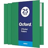 Oxford Two Pocket Folders, Textured Paper, Green, For School, Home, and Office, Letter Size, 25 Per Box (57503EE)