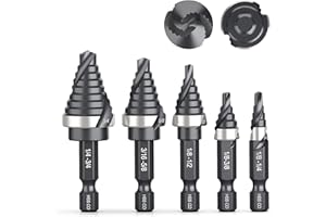 THINKWORK M35 Cobalt Spiral Flute Step Drill Bit Set, 5 Pcs Single Size HSS Step Bits (1/8"-3/4"), Small Size EDC Unibit with 1/4" Shank Step Bits for Metal, Aluminum, Steel, Wood Plastic