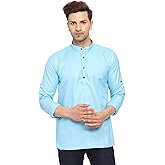 ITOS365 Men's Tunic Cotton Short Kurta Button Down Shirt Indian Clothing Casual Party Dress Gifts Items