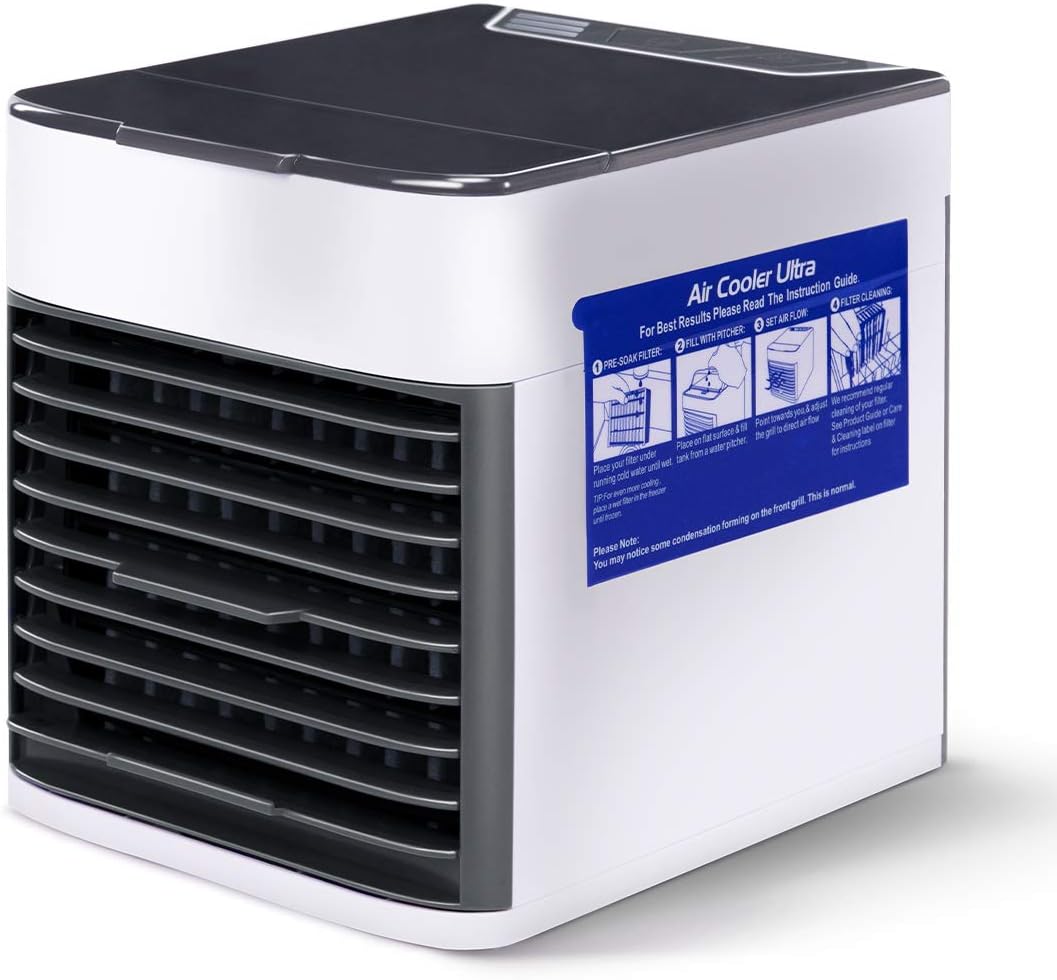 3 in 1 Mini Air Cooler with Removable Filter Paper include 7 Color LED Light for Home and Office