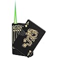 Jet Torch Lighter, Green Flame Dragon Card Lighter, Cool Poker Design Windproof Refillable Butane Lighter, for Outdoor, Indoor, Camping, BBQ, Candle, Birthday, Gift (Without Gas)