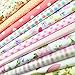 flic-flac 20 x 20 inches (51cmx51cm) Fat Quarter Natural Cotton Quilting Fabric Thick Craft Printed Fabric High Density Bundle Squares Patchwork Lint DIY Sewing (12pcs, Pattern A)