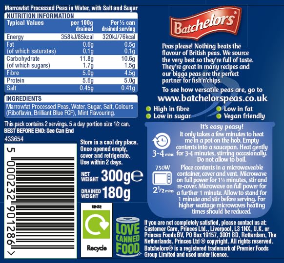 BATCHELORS BIGGA MARROWFAT PROCESSED PEAS (300G)