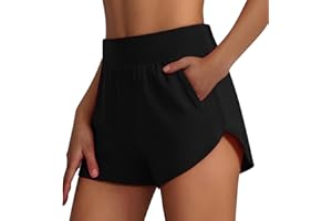 HGps8w Athletic Tennis Shorts for Women Elastic High Waisted Casual Solid Running Gym Workout Shorts with Pockets
