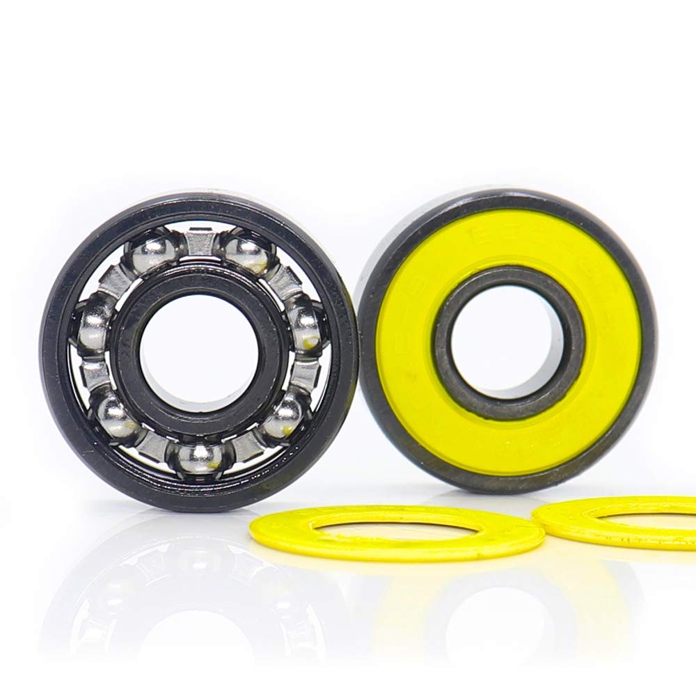 608RS Inline Skate Bearing, Grade ABEC-9 Yellow V Sealed with Steel Cage 608 Ball Bearings, Fast Smooth with Oil, Pick of 10 Pcs