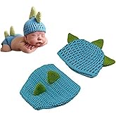 LERORO Newborn Crochet Knitted Outfit Dinosaur Hat/Pants Photography Props Costume Set (0-12 Months)