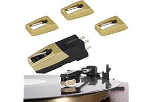 Fofvccv Record Player Needles & Cartridge Replacement, 1 PC Record Player Cartridge with 3 PCS Diamond Stylus for Crosley Victrola Jensen ION LP 1byone Vinyl Players Phonograph, Upgraded Golden