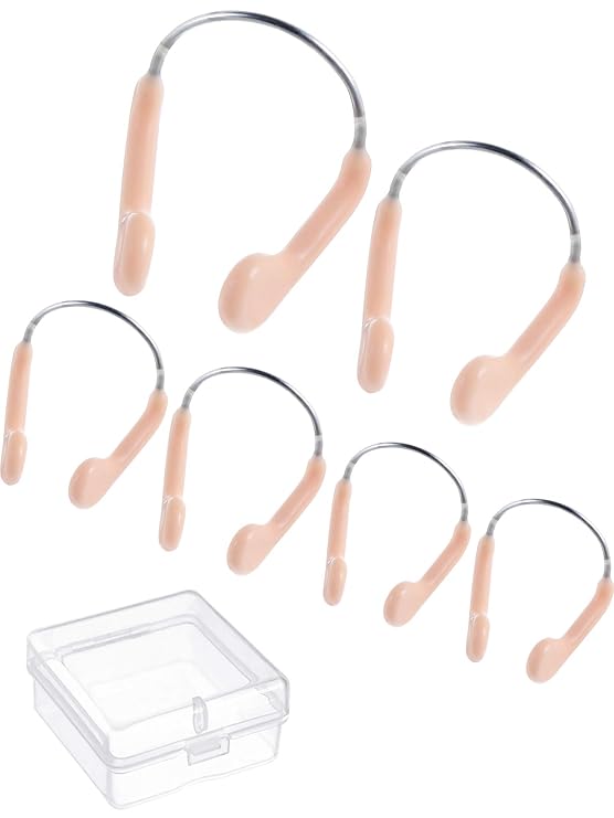 Jovitec 6 Stück Nase Clip Schwimmen Training Protector Nase Clips für Erwachsene Kinder Schwimmen Anfänger, Beige, 2 Größen
