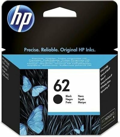 HP 62 Black Original Ink Cartridge P/N C2P04AE 200 Page Yield