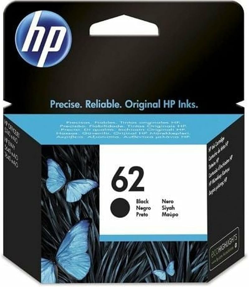 HP 62 Black Original Ink Cartridge P/N C2P04AE 200 Page Yield