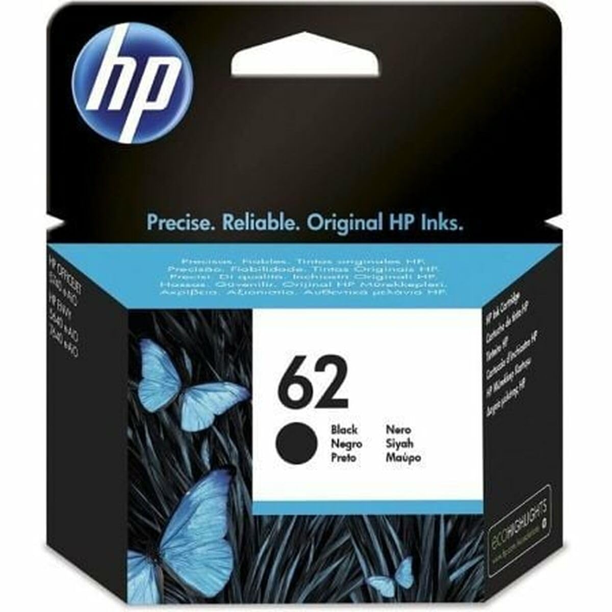 HP 62 Black Original Ink Cartridge Page Yield 200 (P/N C2P04AE)