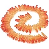 BEADIA Amber Titanium Coated Crystal Quartz Spike Point Stick Beads Rough 0.6"-0.8" for Jewelry Making 15 Inch/Strand