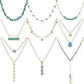 NEWITIN Turquoise Necklace for Women 14K Gold Plated Gemstone Beaded Choker Necklaces Boho Turquoise Necklaces Western Necklace for Women