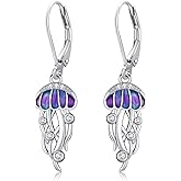 Jellyfish Earrings 925 Sterling Silver Marine Animals Earrings Enamel Jellyfish Drop Earrings Lever Back Dangle Earrings Jellyfish Jewelry Gifts for Women