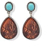 Western Earrings for Women Vintage Concho Earrings Oval Turquoise Jewelry Country Concert Outfits for Women Dress Cowboy Chic Rodeo Outfit Shirts Dress Accessories