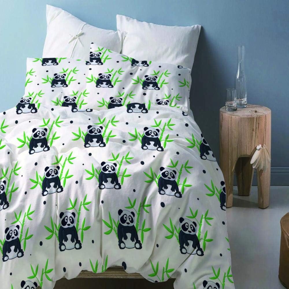 3Pieces Duvet Cover Set,Red Panda Green Bamboo,100 Super