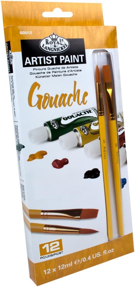 Royal & Langnickel 12ml Assorted Gouache Paints (Pack of 12), gouache set, 144 ml (Pack of 1)