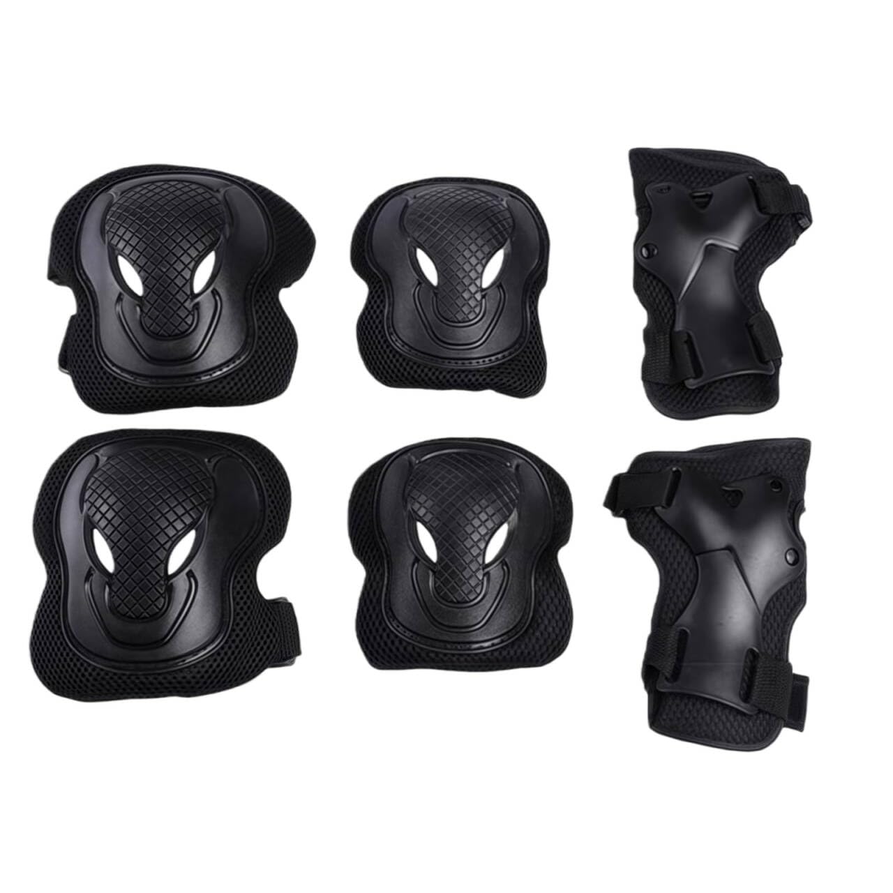 QUUPY 6 in 1 Adult Knee Pads Elbow Pads Wrist Guards Protector Protective Gear for Ice Roller Skating Cycling Riding Scooter Skateboard Light Weight With Adjust Wraps