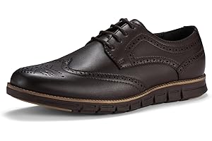 HEEZ Men's Dress Oxford Shoes Classic Wingtip Lace Up Formal Shoes Comfy Casual Business Office Walking Shoes