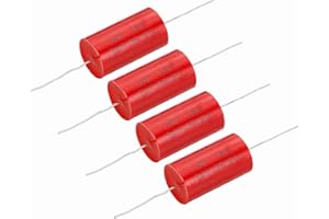 MECCANIXITY 4pcs 5.6uf Frequency Divider Capacitor, 250V Red Axial Audio Speaker Crossover MKP Film Capacitor