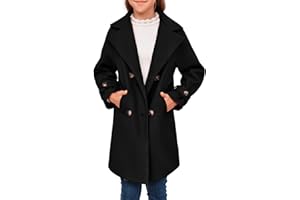 rrhss Girls Wool Blend Coat Double Breasted Classic Jacket Spring Fall Outwear Dress Coats With Pockets
