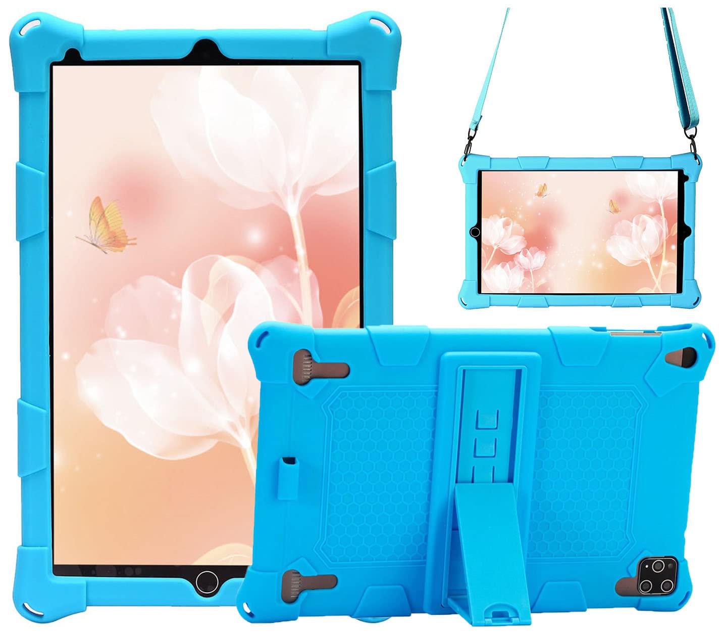 AKNICI DUODUOGO 10/AOYODKG 10.1 Rugged Case with Stand,Shoulder Strap,Slim Heavy Duty Soft Silicone Hard Bumper Shockproof Full Body Protective Case for DUODUOGO 10/AOYODKG 10.1,Skyblue