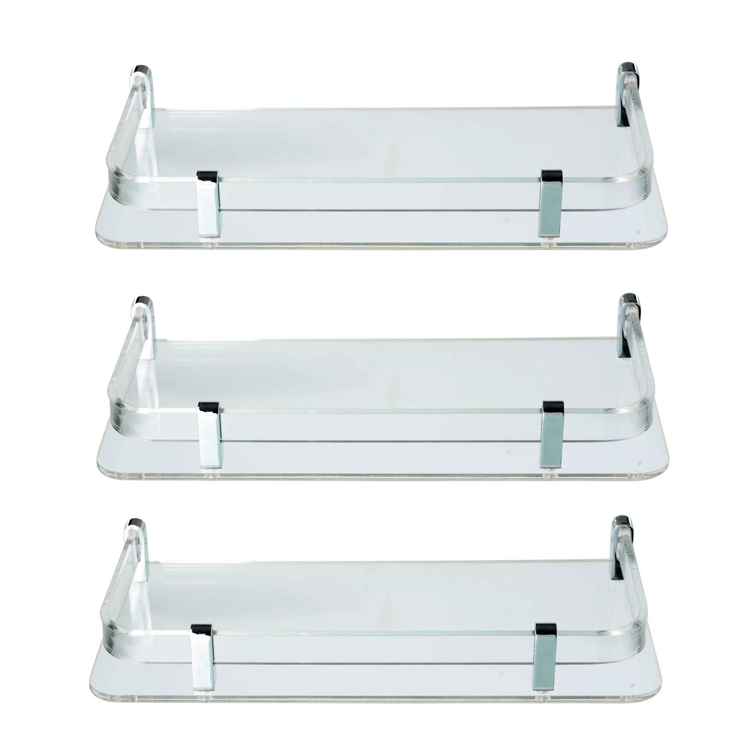 Stylish Acrylic Wall Mount Bathroom Shelf 3 PCS Set(Size 12x5 Inch