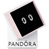 PANDORA Timeless Sparkling Huggie Hoop Earrings - Gift for Her - Sterling Silver Hoop Earrings with Clear Cubic Zirconia - Jewelry for Women - With Gift Box