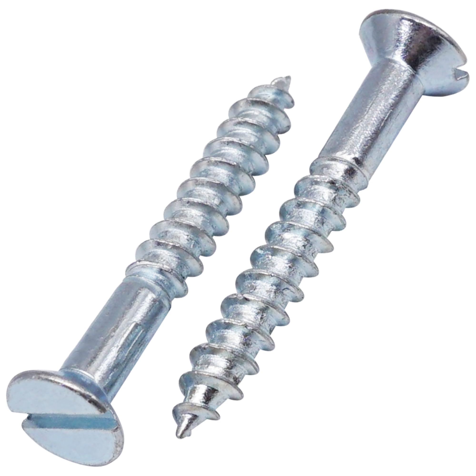 SKIR'CO (50 pcs) Zinc Plated Steel Wood Screws 4.0 x 30 mm, Slotted Flat Head, Countersunk Head, DIN 97 Screws
